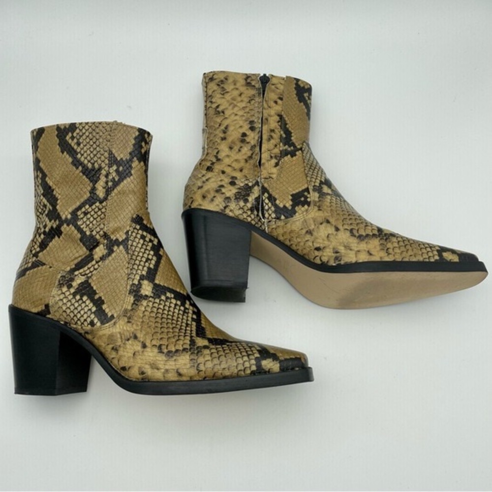 Zara Animal Print Snake Leather Block Heel Ankle Boots, Sz 9/40 - Picture 5 of 11